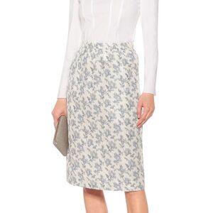 NEW Brock Collection Quadratic Midi Skirt White Blue Floral Size 2